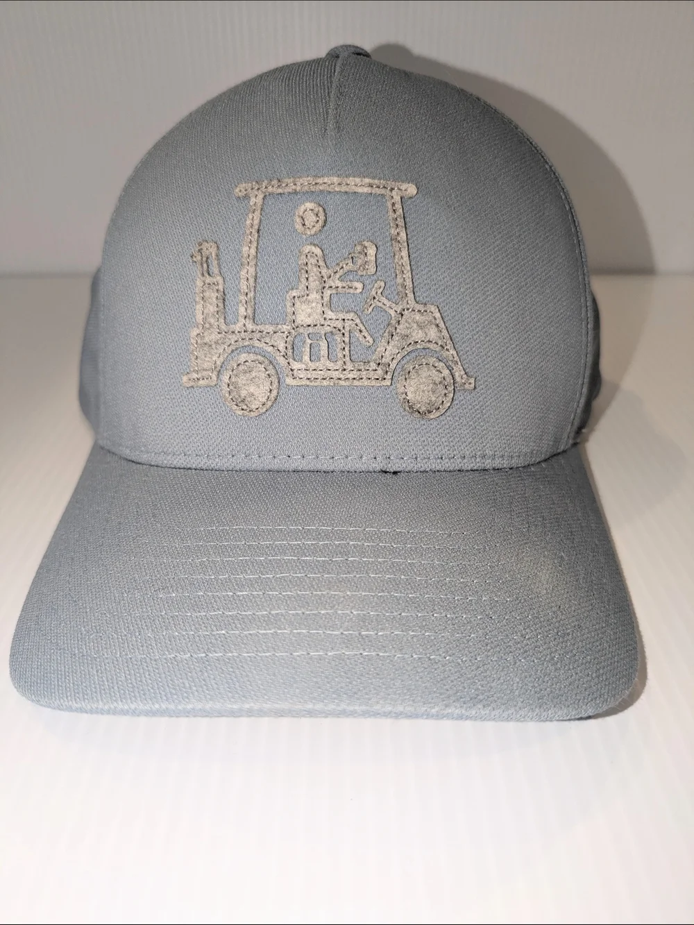 TravisMathew Golf Cart Embroidered Gray Flexfit 110 Tech Snapback Hat Adjustable